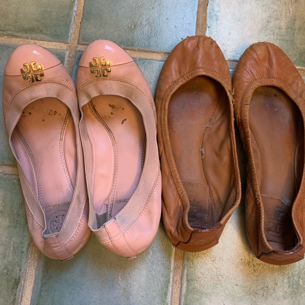 Two Pairs of Tory Burch flats- sizes 5 and 5.5